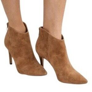 Gino Rossi Italian Suede Ankle Booties EU 39 Cognac Brown‎ Stiletto Heel Luxury